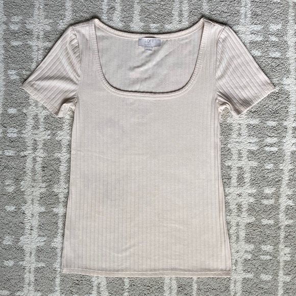 LOFT Tops - •Loft• Square Neckline Ribbed T-Shirt